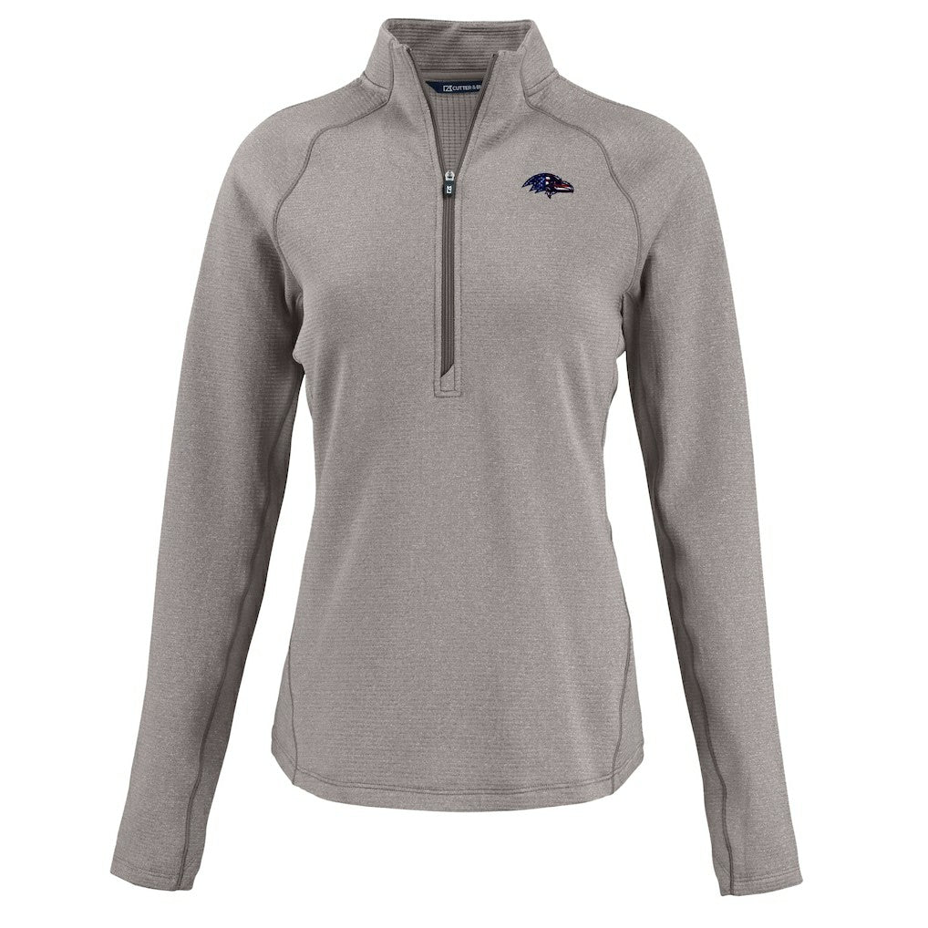 Baltimore Ravens Cutter & Buck Women's Americana Peshastin Eco Fleece Recycled Tri-Blend Raglan Half-Zip Jacket | NFL Discount