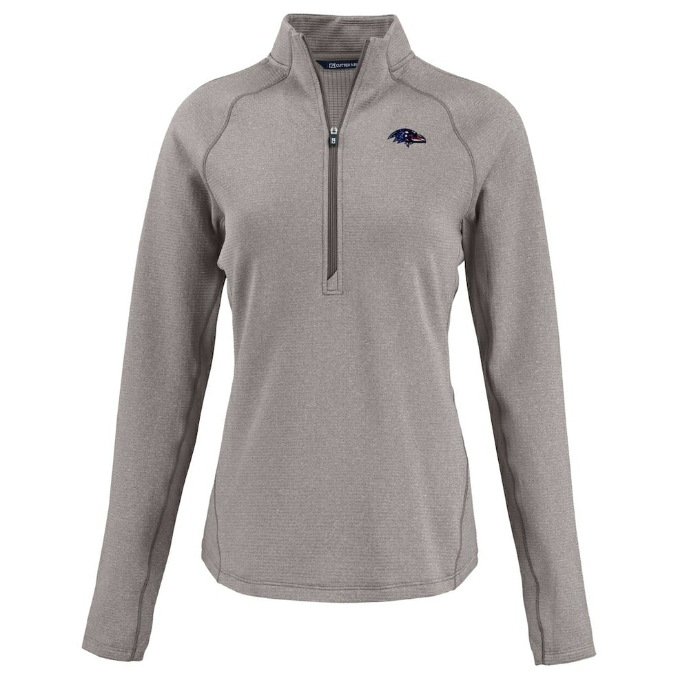 Baltimore Ravens Cutter & Buck Women's Americana Peshastin Eco Fleece Recycled Tri-Blend Raglan Half-Zip Jacket | NFL Discount