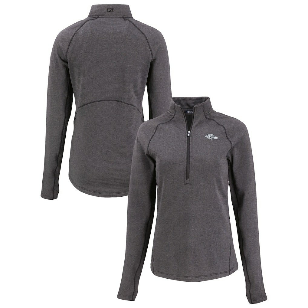 Baltimore Ravens Cutter & Buck Women's Peshastin Eco Fleece Recycled Tri-Blend Raglan Half-Zip Jacket | NFL Discount