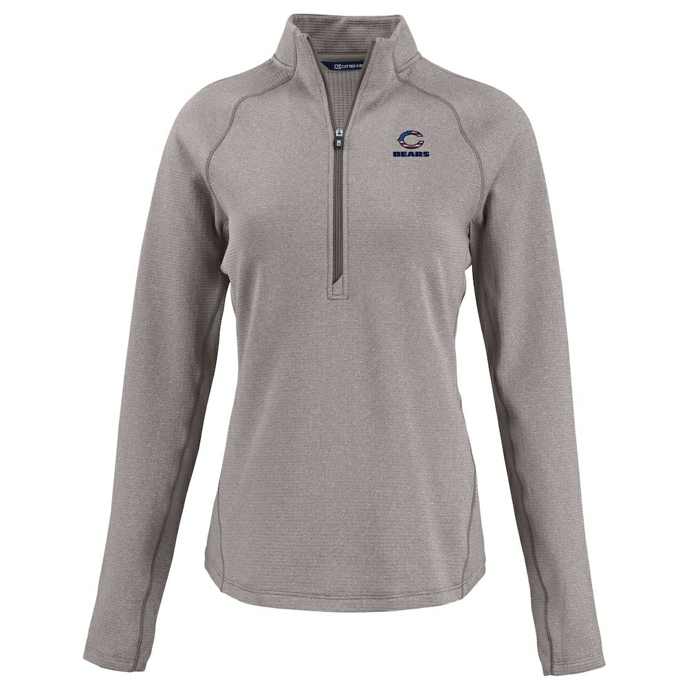 Chicago Bears Cutter & Buck Women's Americana Peshastin Eco Fleece Recycled Tri-Blend Raglan Half-Zip Jacket | NFL On sale