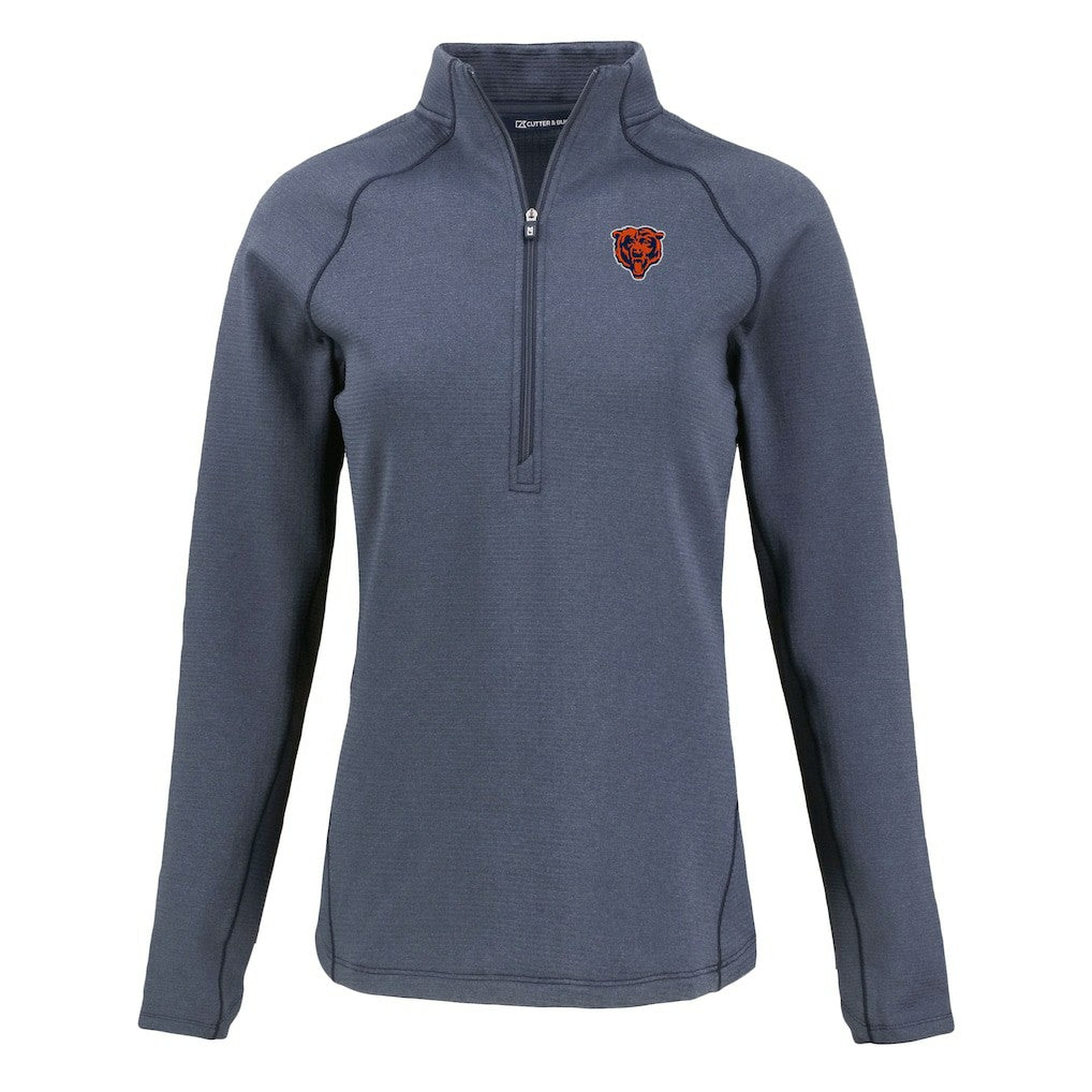 Chicago Bears Cutter & Buck Women's Peshastin Eco Fleece Recycled Tri-Blend Raglan Half-Zip Jacket | NFL Discount