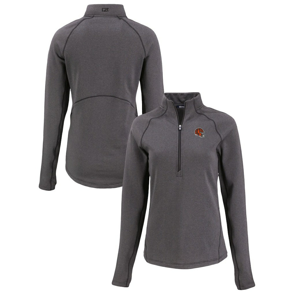 Cincinnati Bengals Cutter & Buck Women's Peshastin Eco Fleece Recycled Tri-Blend Raglan Half-Zip Jacket | NFL Online