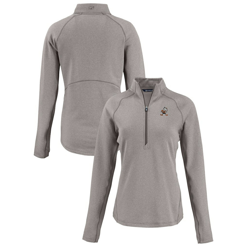 Cleveland Browns Cutter & Buck Women's Peshastin Eco Fleece Recycled Tri-Blend Raglan Half-Zip Jacket | NFL Sale