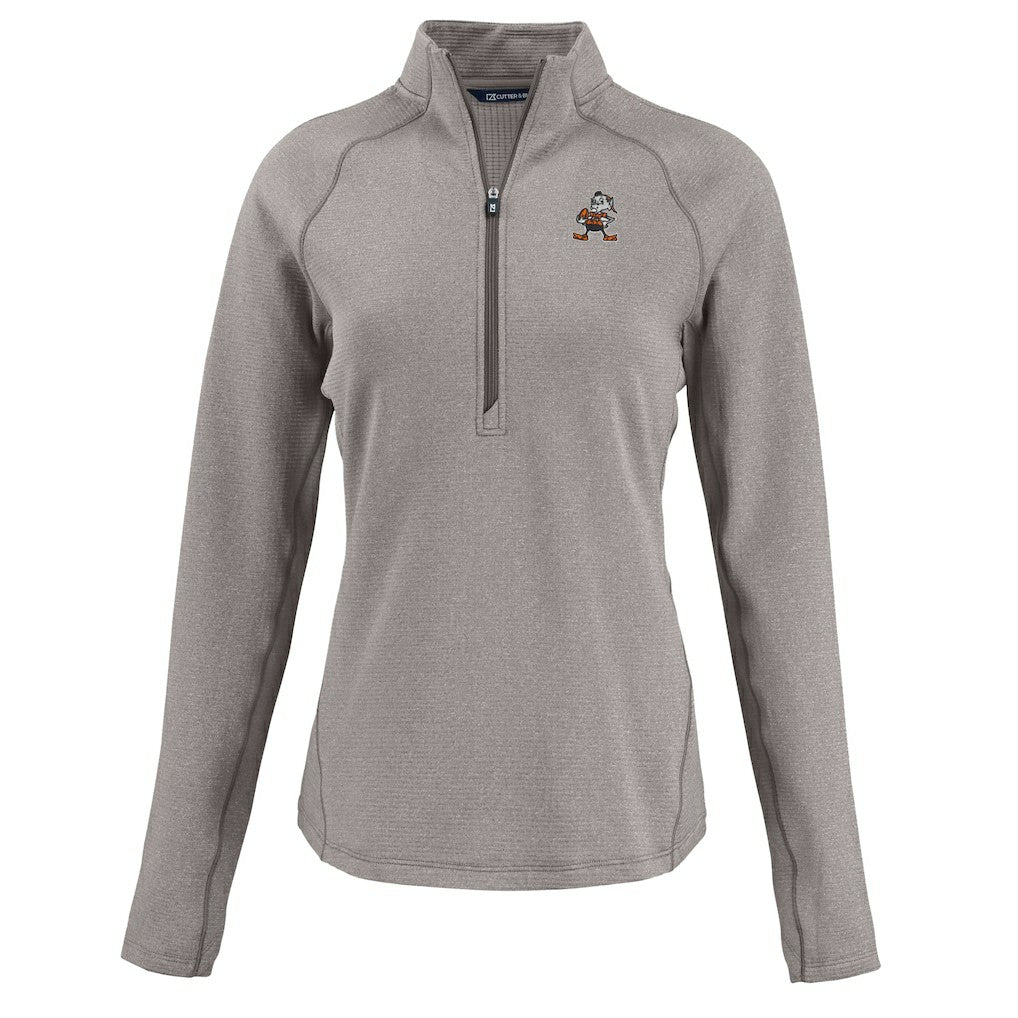 Cleveland Browns Cutter & Buck Women's Peshastin Eco Fleece Recycled Tri-Blend Raglan Half-Zip Jacket | NFL Sale