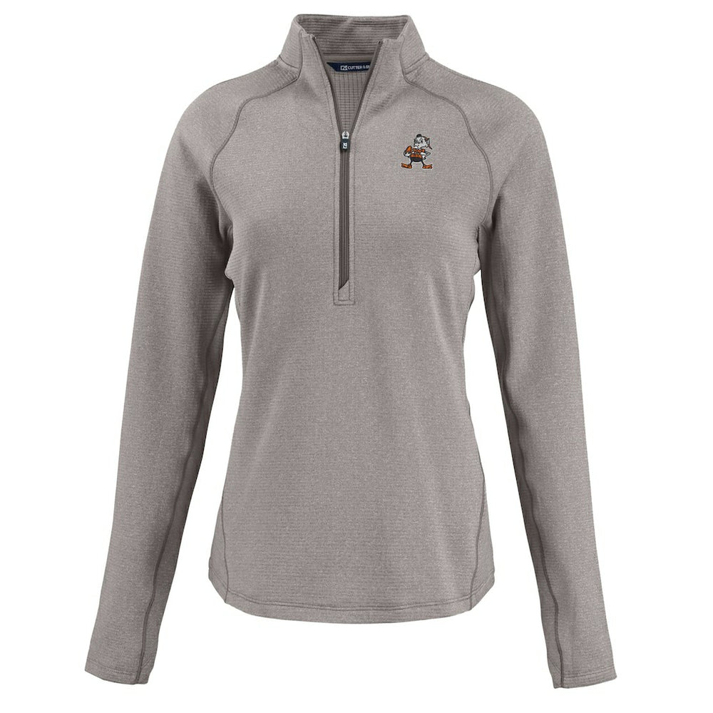 Cleveland Browns Cutter & Buck Women's Peshastin Eco Fleece Recycled Tri-Blend Raglan Half-Zip Jacket | NFL Sale