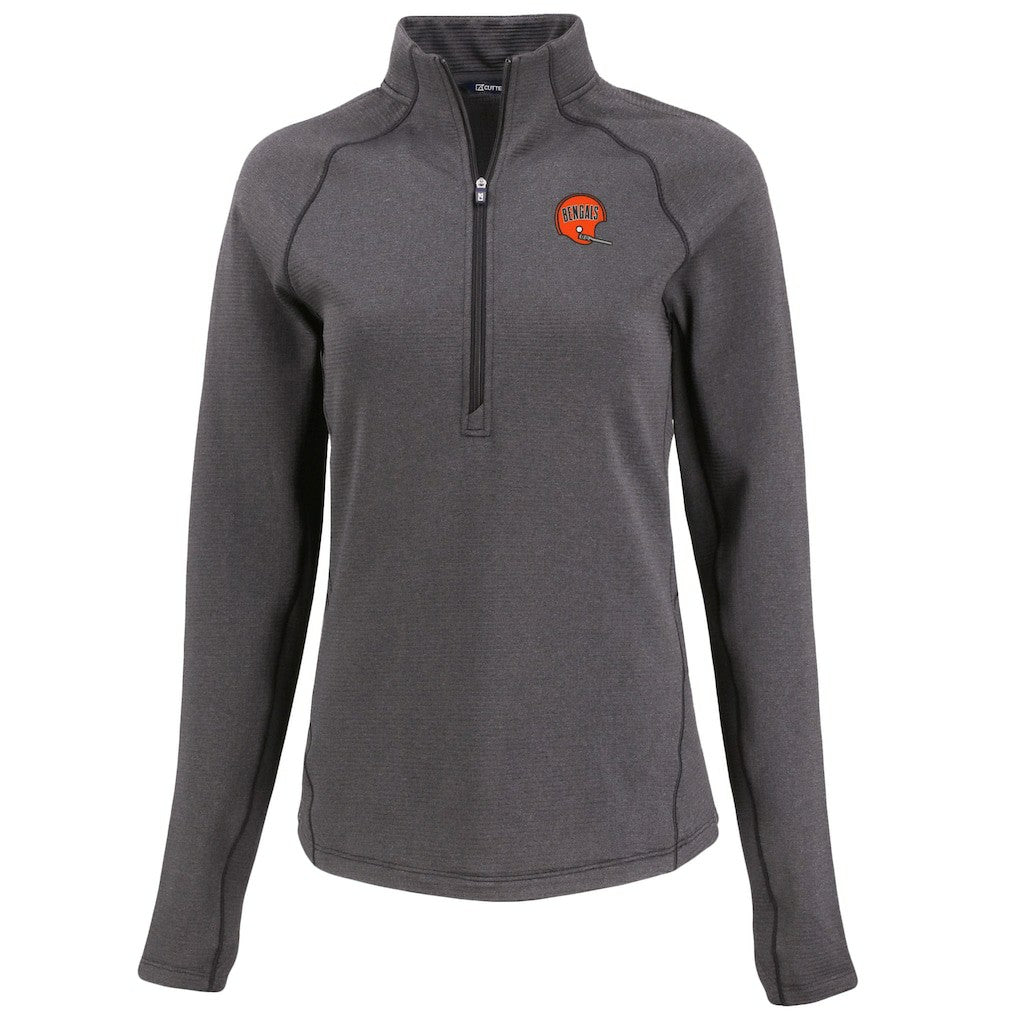 Cincinnati Bengals Cutter & Buck Women's Peshastin Eco Fleece Recycled Tri-Blend Raglan Half-Zip Jacket | NFL US