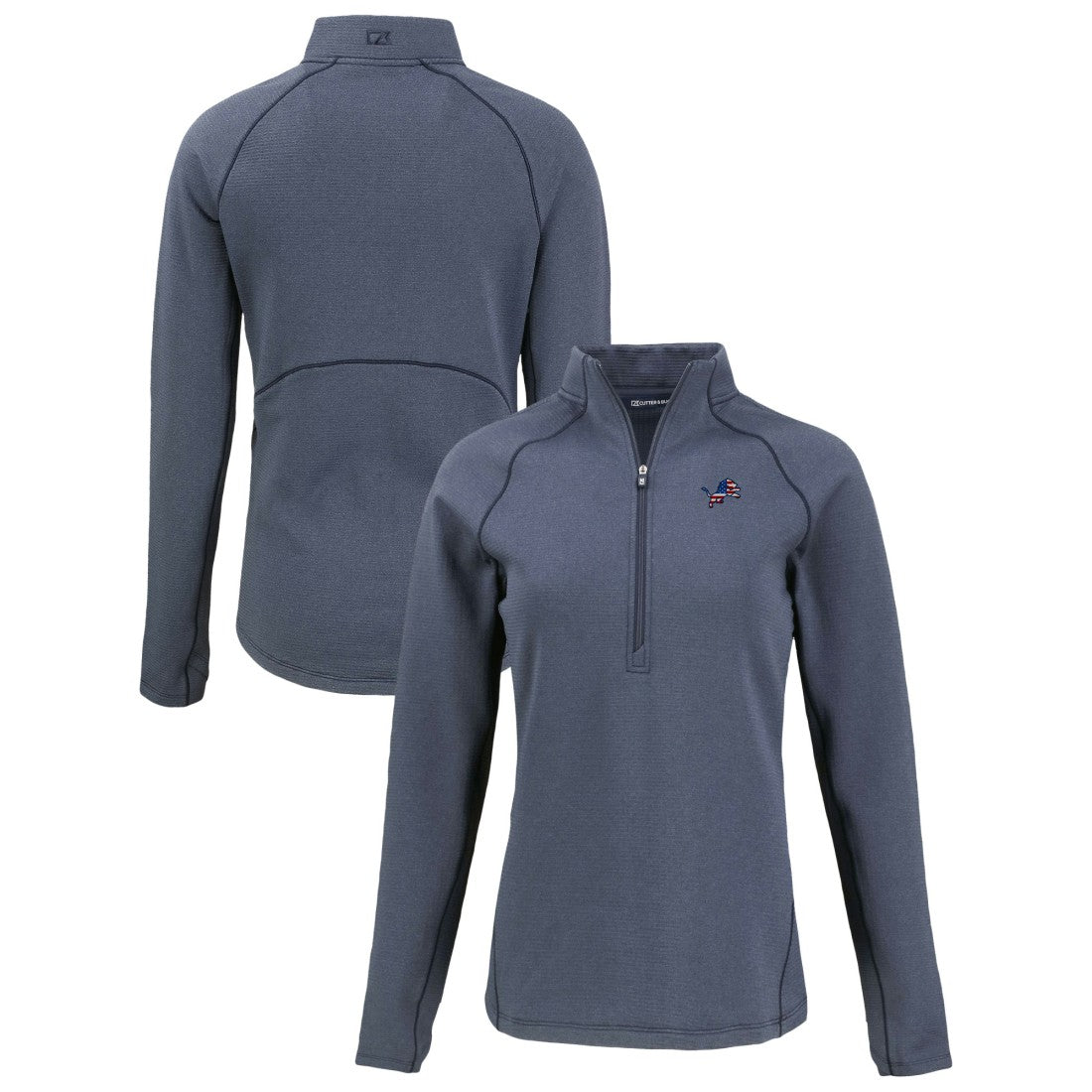 Detroit Lions Cutter & Buck Women's Americana Peshastin Eco Fleece Recycled Tri-Blend Raglan Half-Zip Jacket | NFL Hot
