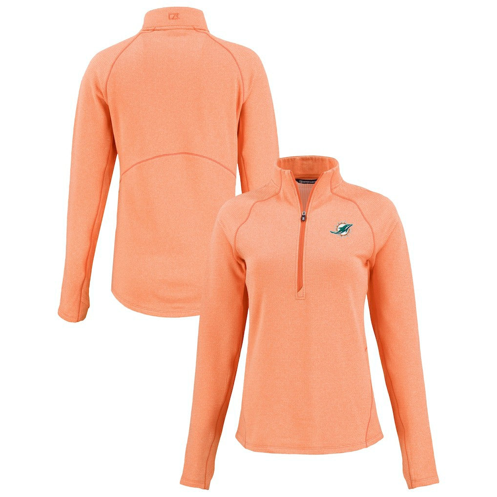 Miami Dolphins Cutter & Buck Women's Peshastin Eco Fleece Recycled Tri-Blend Raglan Half-Zip Jacket | NFL Outlet
