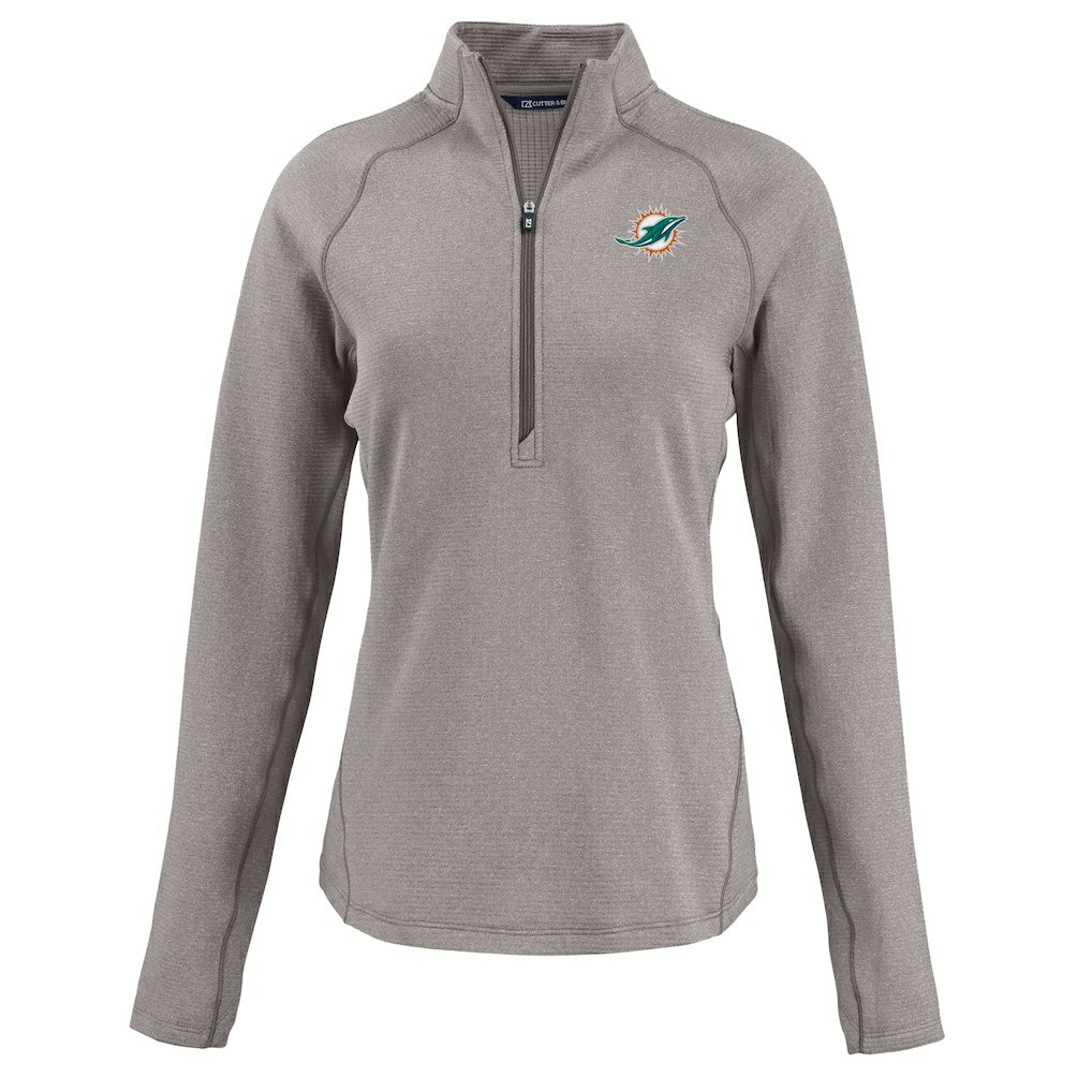 Miami Dolphins Cutter & Buck Women's Peshastin Eco Fleece Recycled Tri-Blend Raglan Half-Zip Jacket | NFL US