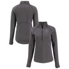 Las Vegas Raiders Cutter & Buck Women's Peshastin Eco Fleece Recycled Tri-Blend Raglan Half-Zip Jacket | NFL Outlet