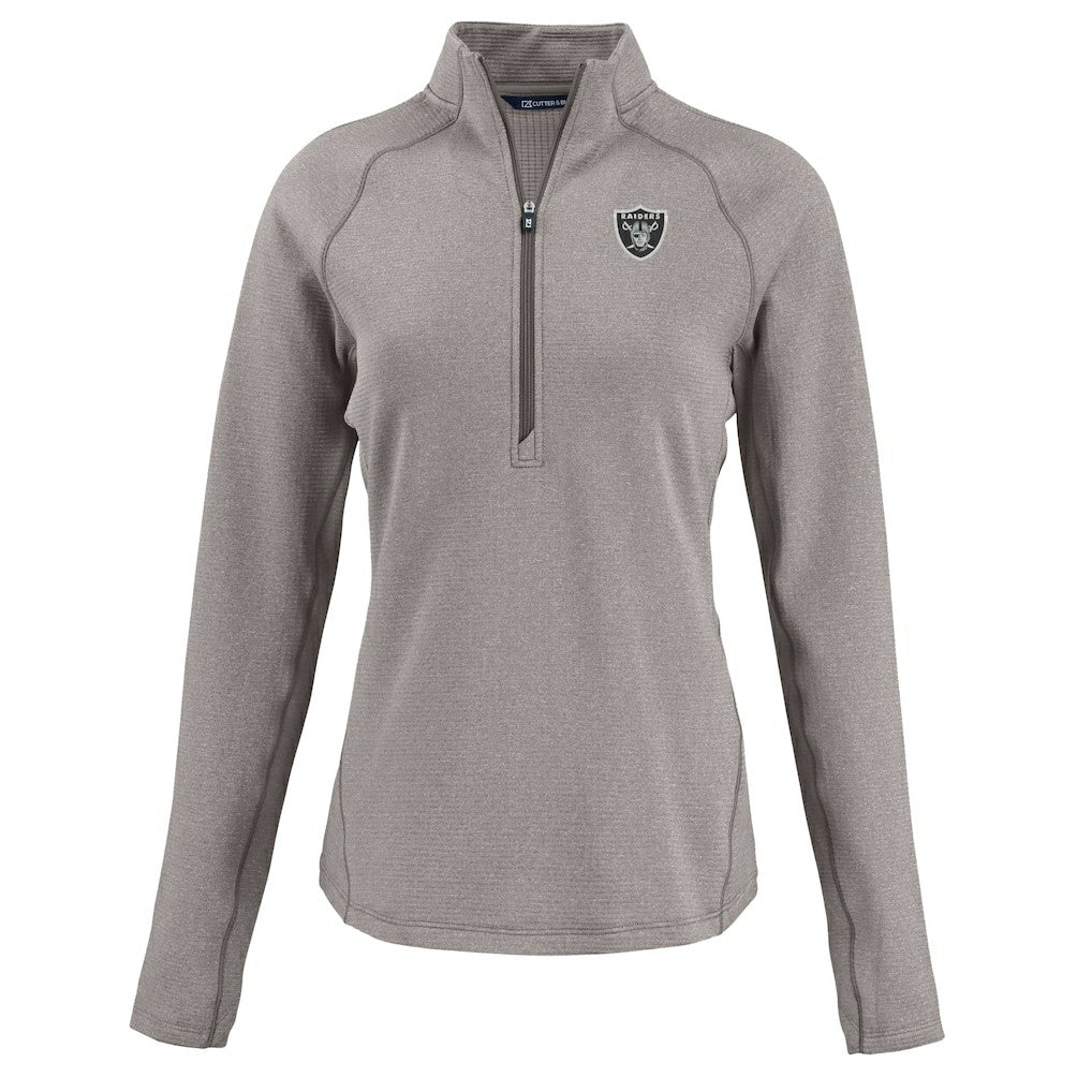 Las Vegas Raiders Cutter & Buck Women's Peshastin Eco Fleece Recycled Tri-Blend Raglan Half-Zip Jacket | NFL On sale