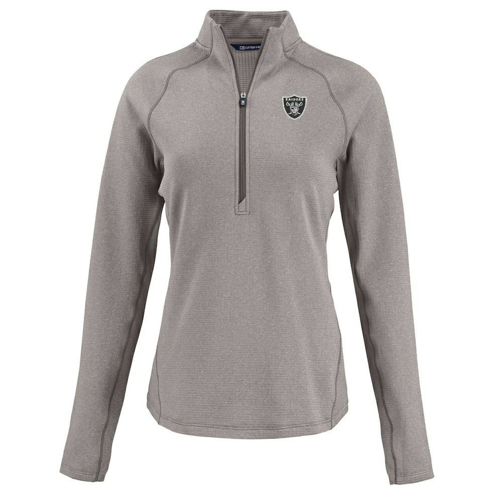 Las Vegas Raiders Cutter & Buck Women's Peshastin Eco Fleece Recycled Tri-Blend Raglan Half-Zip Jacket | NFL On sale