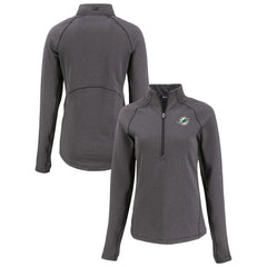 Miami Dolphins Cutter & Buck Women's Peshastin Eco Fleece Recycled Tri-Blend Raglan Half-Zip Jacket | NFL Outlet