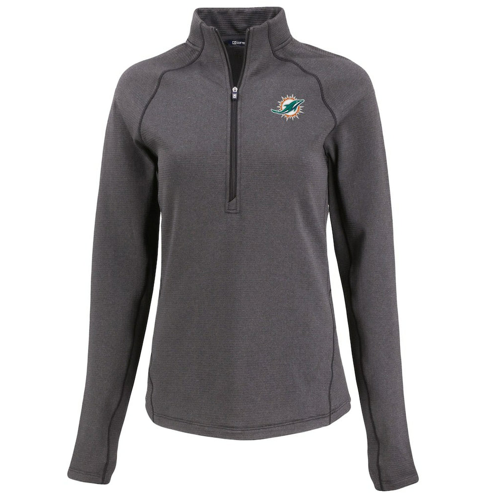 Miami Dolphins Cutter & Buck Women's Peshastin Eco Fleece Recycled Tri-Blend Raglan Half-Zip Jacket | NFL Outlet