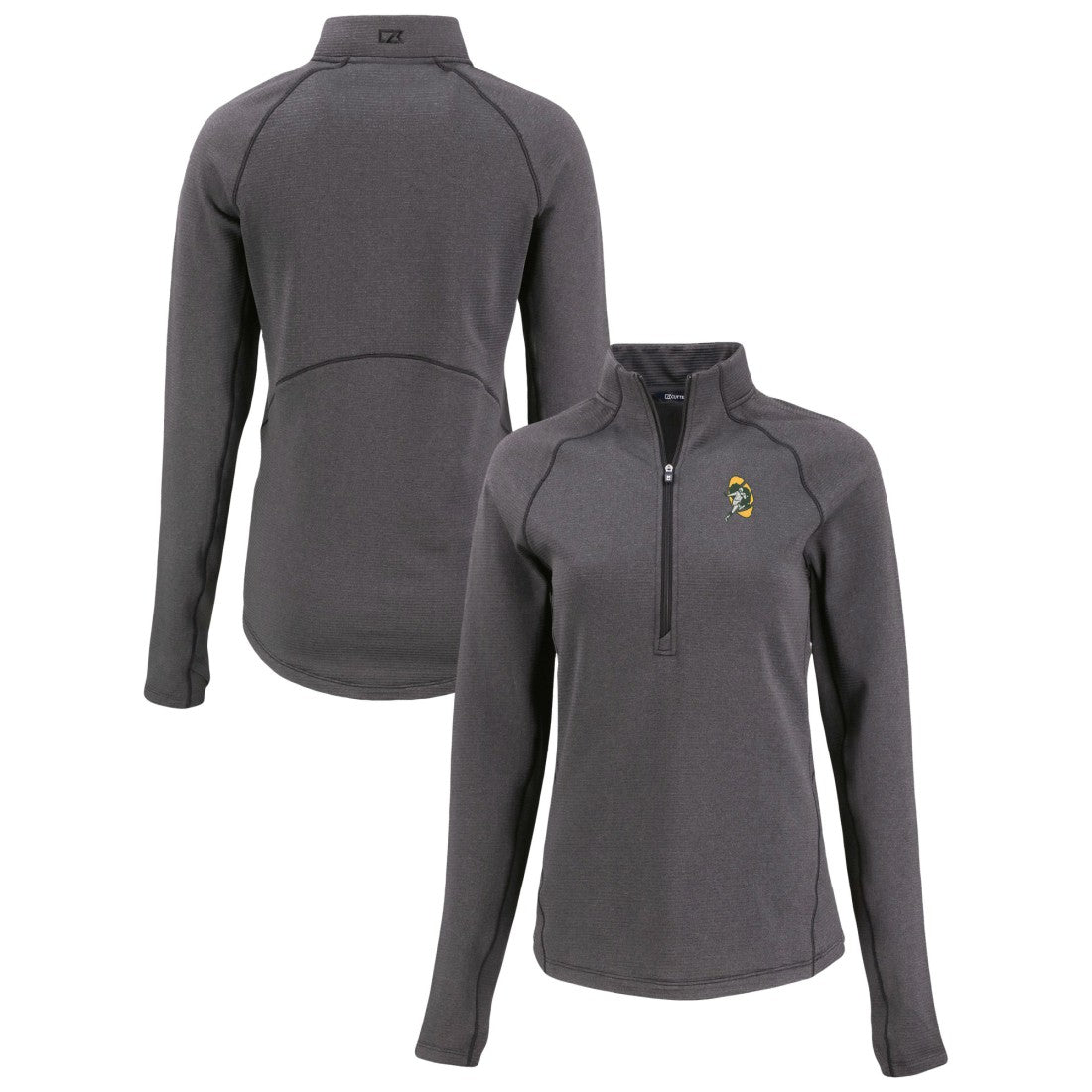 Green Bay Packers Cutter & Buck Women's Peshastin Eco Fleece Recycled Tri-Blend Raglan Half-Zip Jacket | NFL Sale