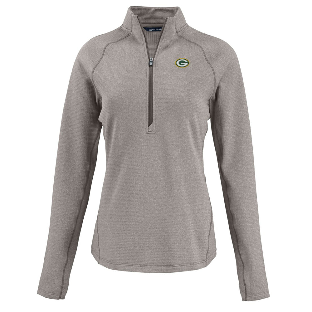 Green Bay Packers Cutter & Buck Women's Peshastin Eco Fleece Recycled Tri-Blend Raglan Half-Zip Jacket | NFL Outlet