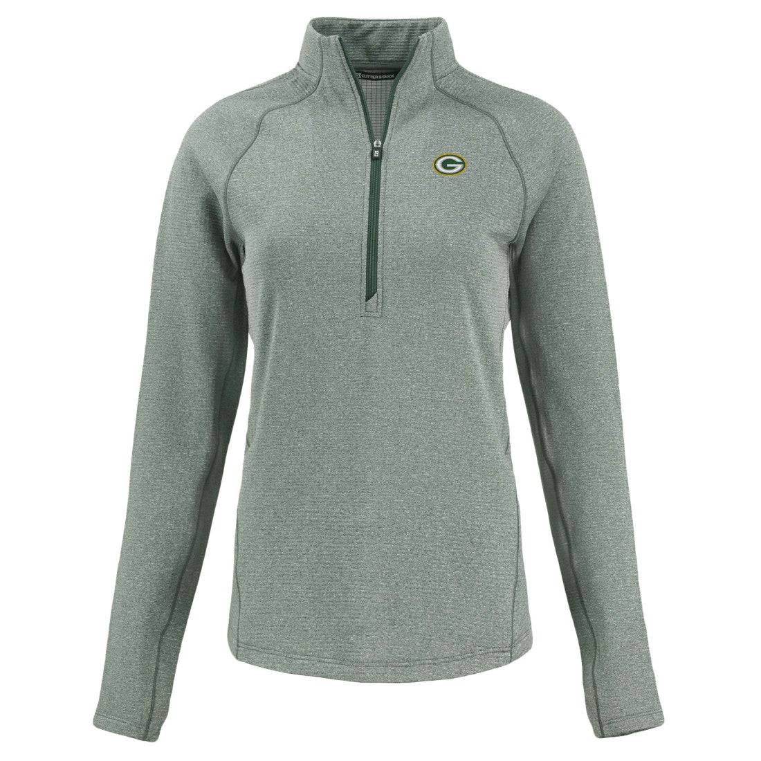 Green Bay Packers Cutter & Buck Women's Peshastin Eco Fleece Recycled Tri-Blend Raglan Half-Zip Jacket | NFL US