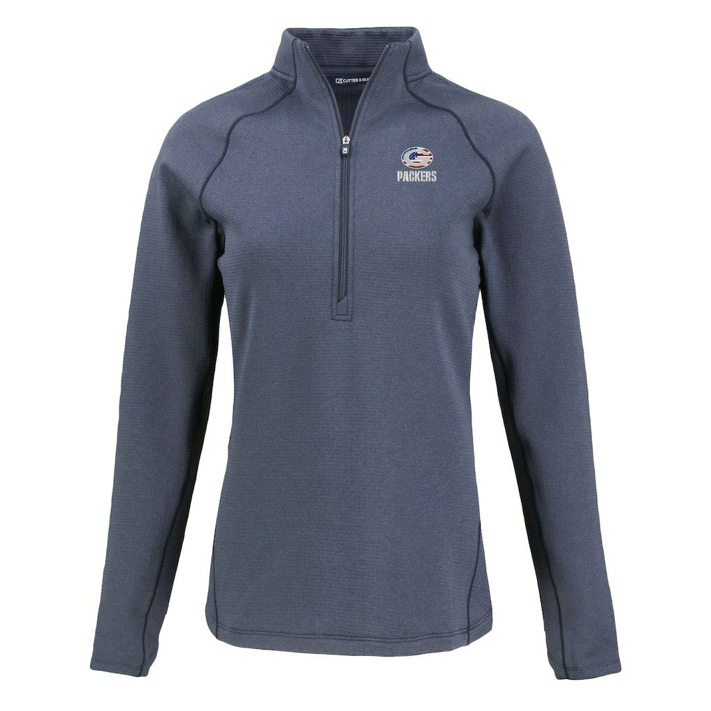 Green Bay Packers Cutter & Buck Women's Americana Peshastin Eco Fleece Recycled Tri-Blend Raglan Half-Zip Jacket | NFL US