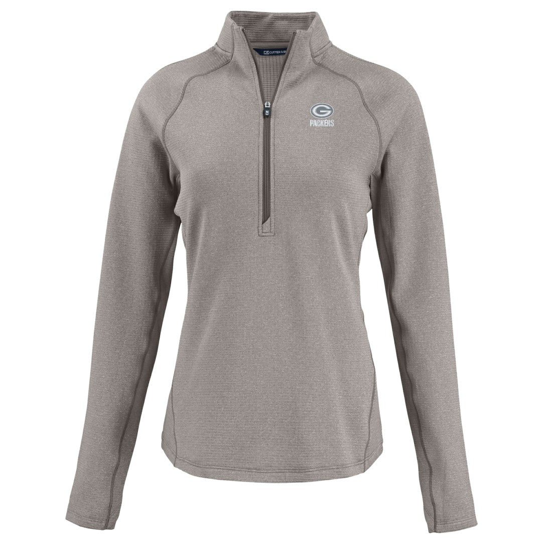 Green Bay Packers Cutter & Buck Women's Peshastin Eco Fleece Recycled Tri-Blend Raglan Half-Zip Jacket | NFL On sale