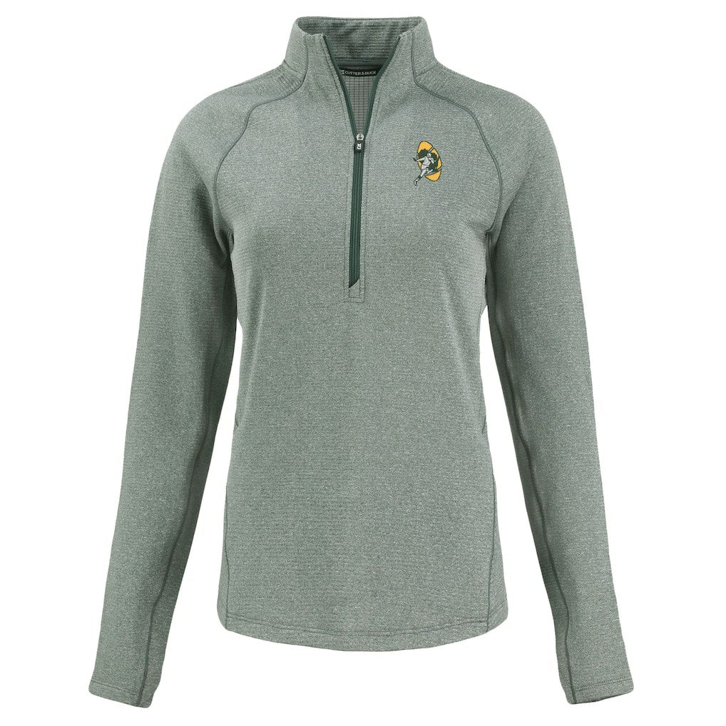 Green Bay Packers Cutter & Buck Women's Peshastin Eco Fleece Recycled Tri-Blend Raglan Half-Zip Jacket | NFL New