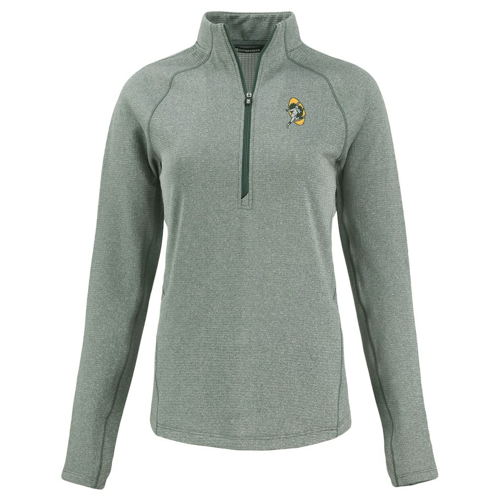 Green Bay Packers Cutter & Buck Women's Peshastin Eco Fleece Recycled Tri-Blend Raglan Half-Zip Jacket | NFL New