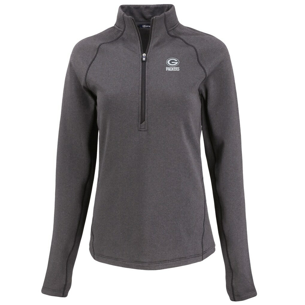 Green Bay Packers Cutter & Buck Women's Peshastin Eco Fleece Recycled Tri-Blend Raglan Half-Zip Jacket | NFL Online