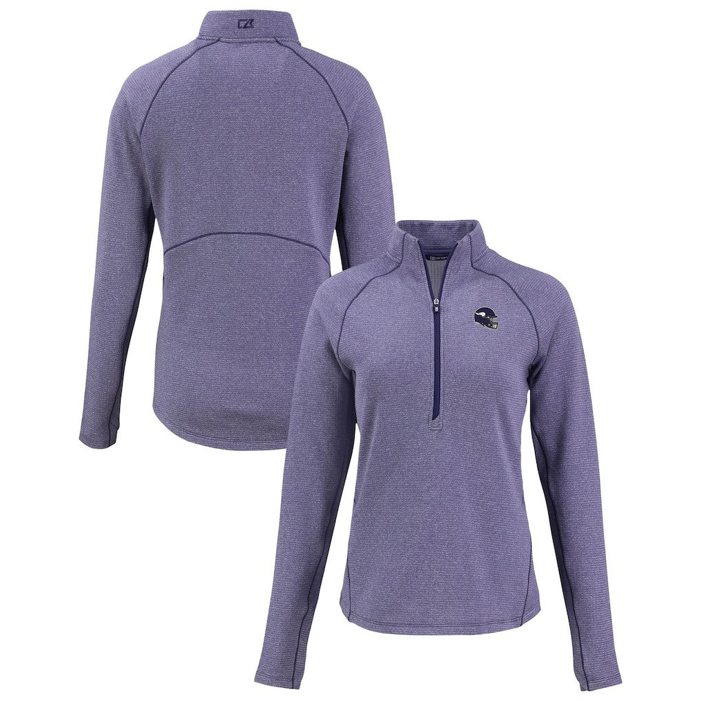 Minnesota Vikings Cutter & Buck Women's Peshastin Eco Fleece Recycled Tri-Blend Raglan Half-Zip Jacket | NFL Outlet