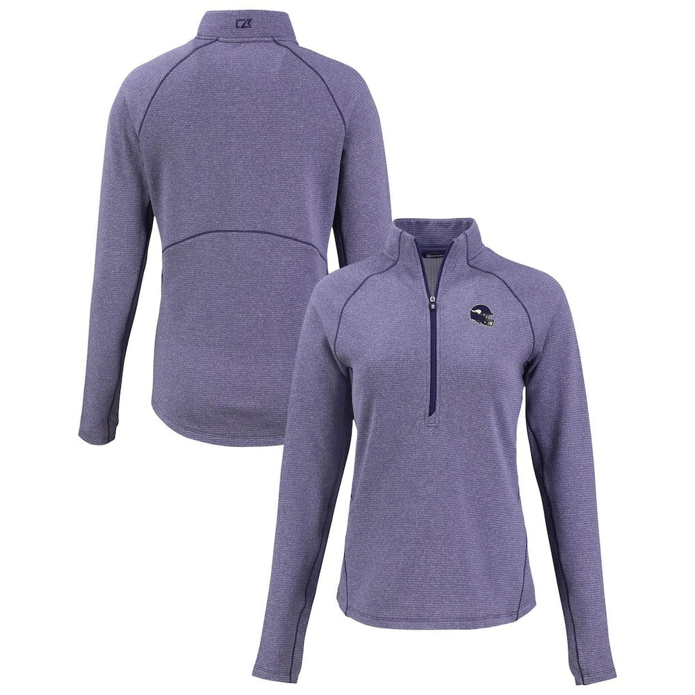 Minnesota Vikings Cutter & Buck Women's Peshastin Eco Fleece Recycled Tri-Blend Raglan Half-Zip Jacket | NFL Outlet