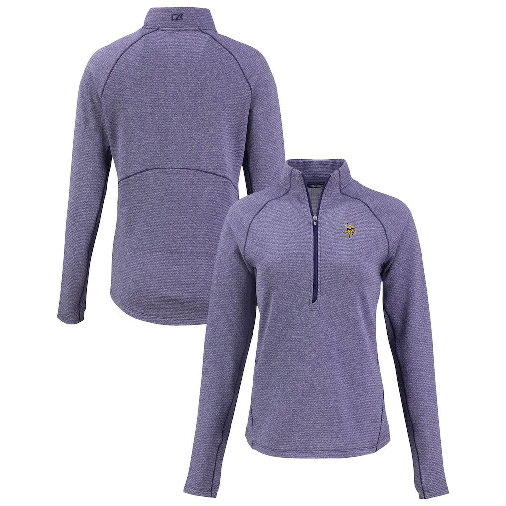 Minnesota Vikings Cutter & Buck Women's Peshastin Eco Fleece Recycled Tri-Blend Raglan Half-Zip Jacket | NFL On sale