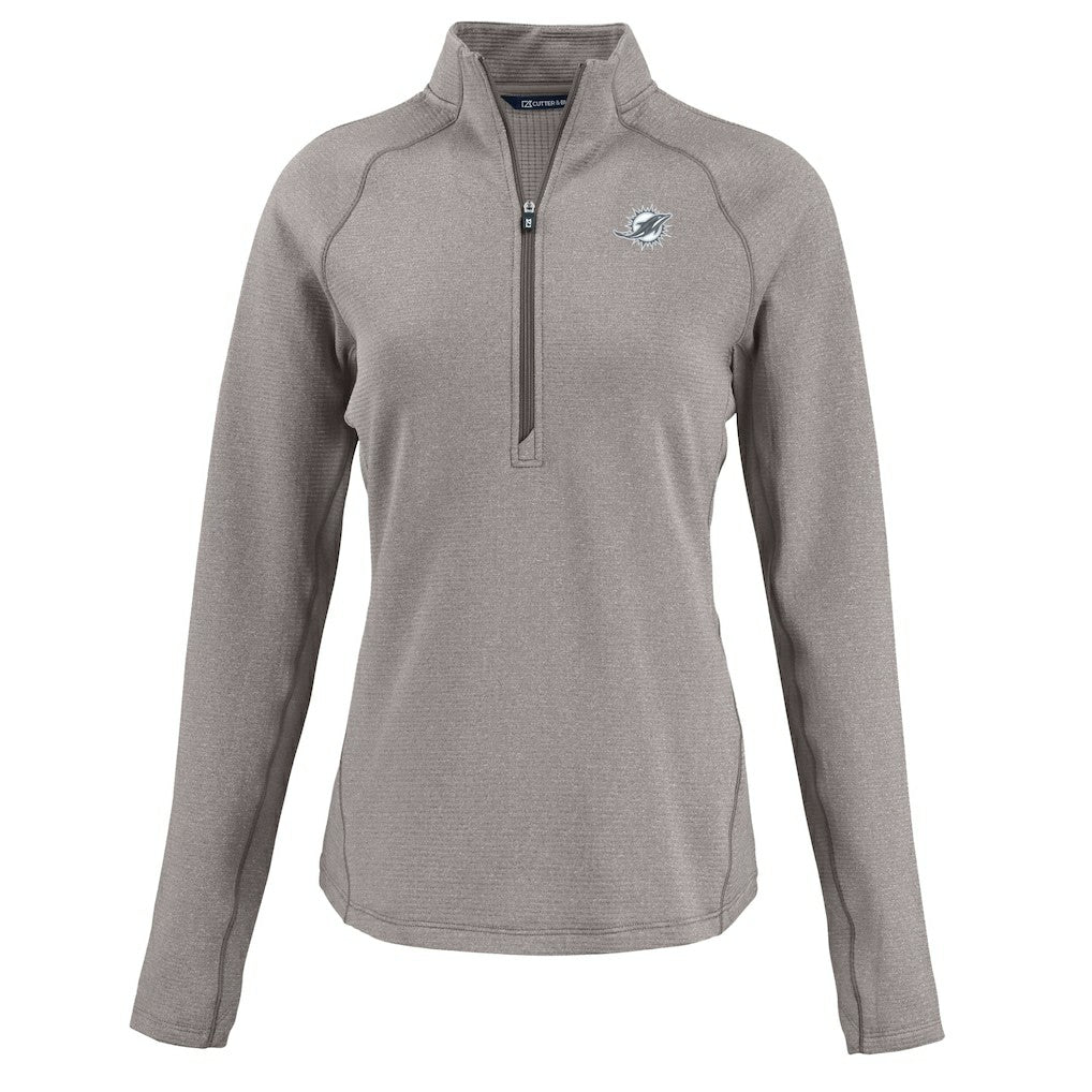 Miami Dolphins Cutter & Buck Women's Peshastin Eco Fleece Recycled Tri-Blend Raglan Half-Zip Jacket | NFL Online