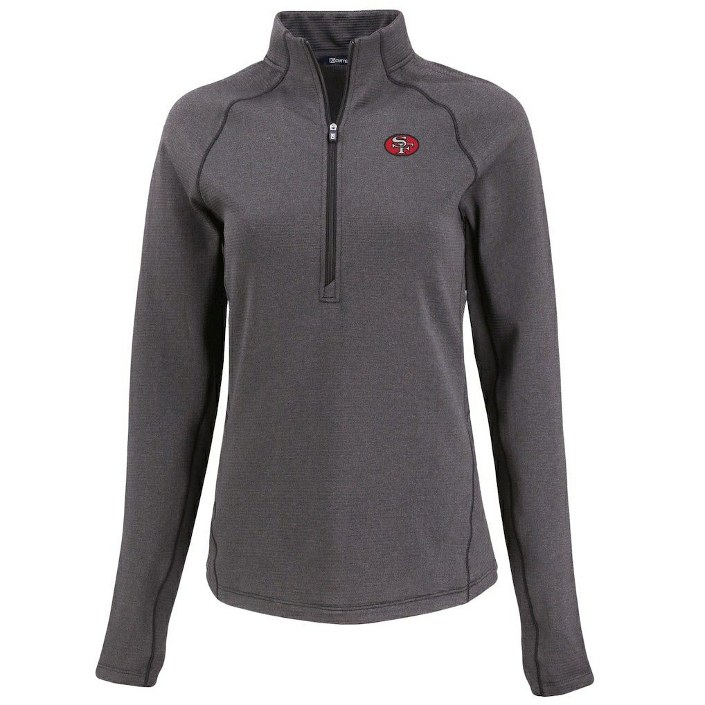 San Francisco 49ers Cutter & Buck Women's Peshastin Eco Fleece Recycled Tri-Blend Raglan Half-Zip Jacket | NFL Outlet
