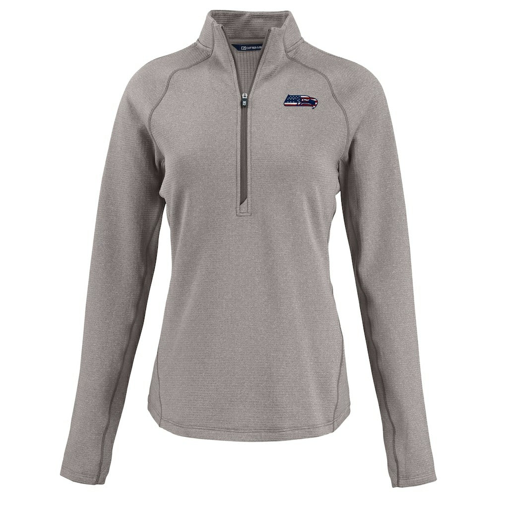 Seattle Seahawks Cutter & Buck Women's Americana Peshastin Eco Fleece Recycled Tri-Blend Raglan Half-Zip Jacket | NFL Hot