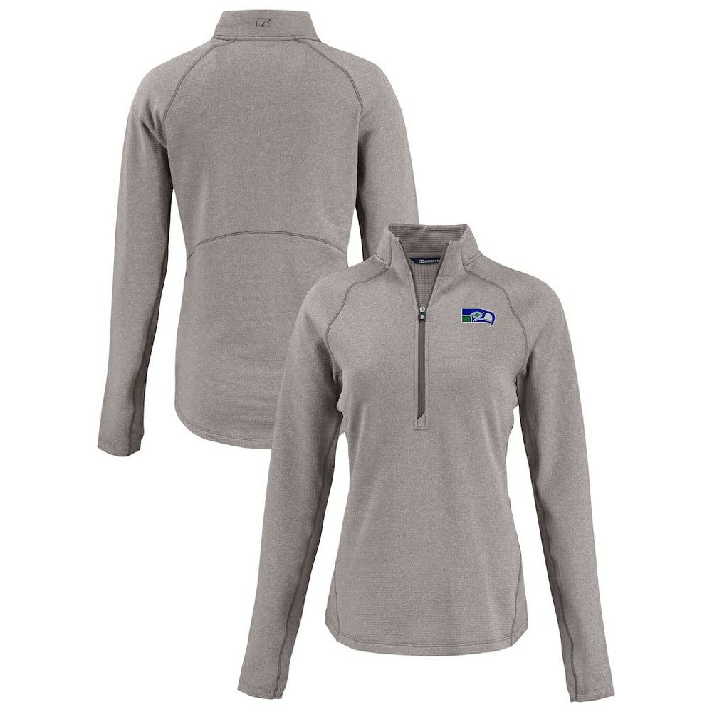 Seattle Seahawks Cutter & Buck Women's Peshastin Eco Fleece Recycled Tri-Blend Raglan Half-Zip Jacket | NFL Discount
