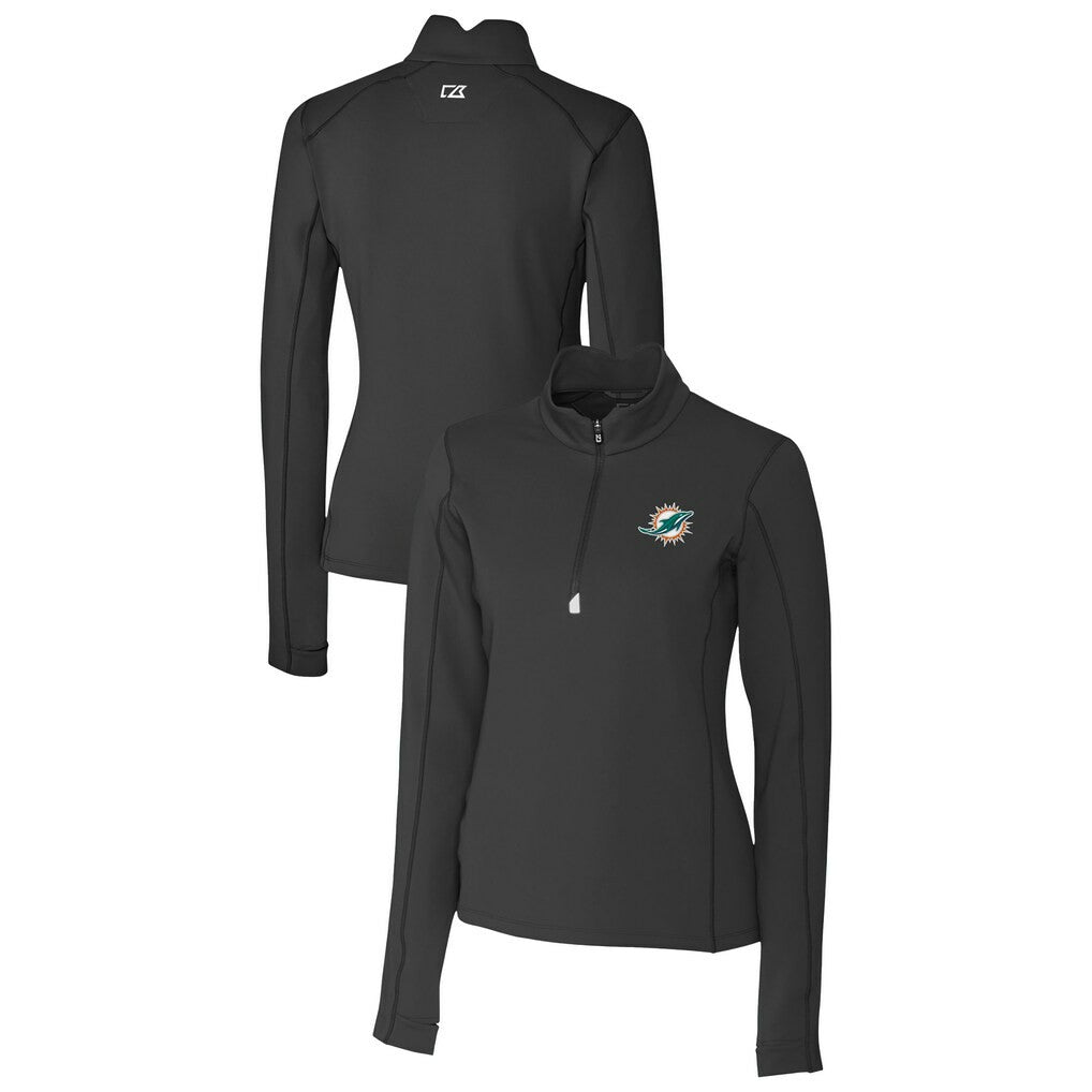 Miami Dolphins Cutter & Buck Women's Traverse Stretch Quarter-Zip Pullover Top | NFL Hot