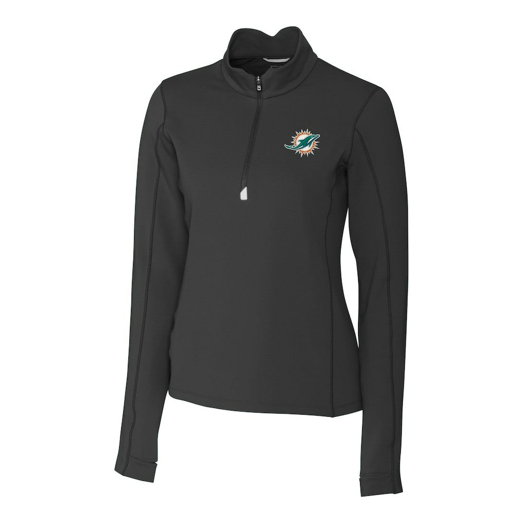 Miami Dolphins Cutter & Buck Women's Traverse Stretch Quarter-Zip Pullover Top | NFL Hot