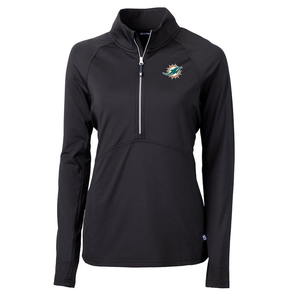 Miami Dolphins Cutter & Buck Women's DryTec Adapt Eco Knit Stretch Recycled Raglan Half-Zip Top | NFL Hot