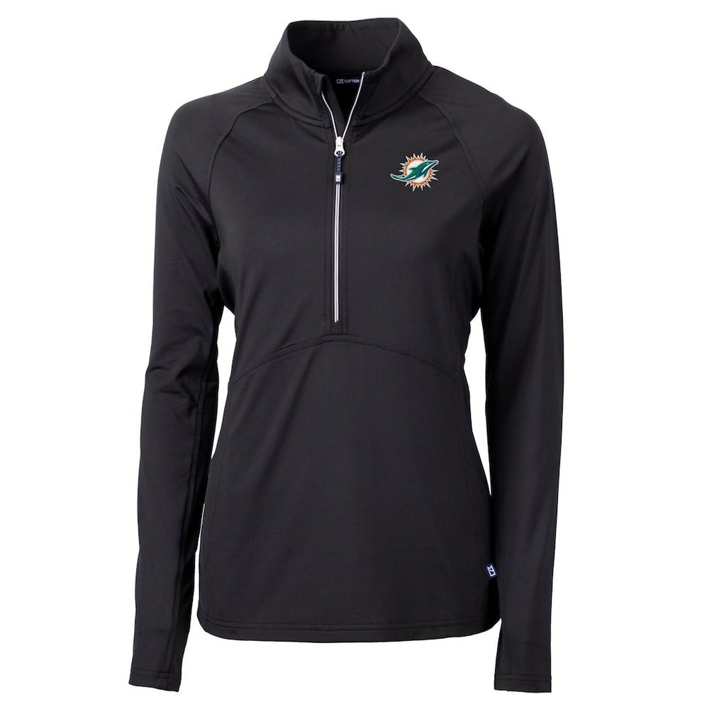 Miami Dolphins Cutter & Buck Women's DryTec Adapt Eco Knit Stretch Recycled Raglan Half-Zip Top | NFL Hot