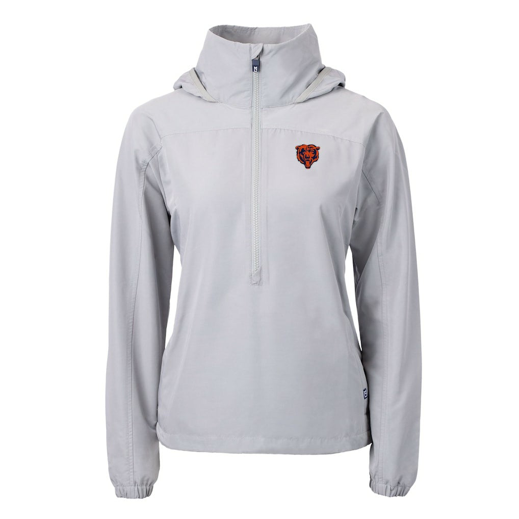 Chicago Bears Cutter & Buck Women's Charter Eco Recycled Half-Zip Hooded Anorak Jacket | NFL Discount
