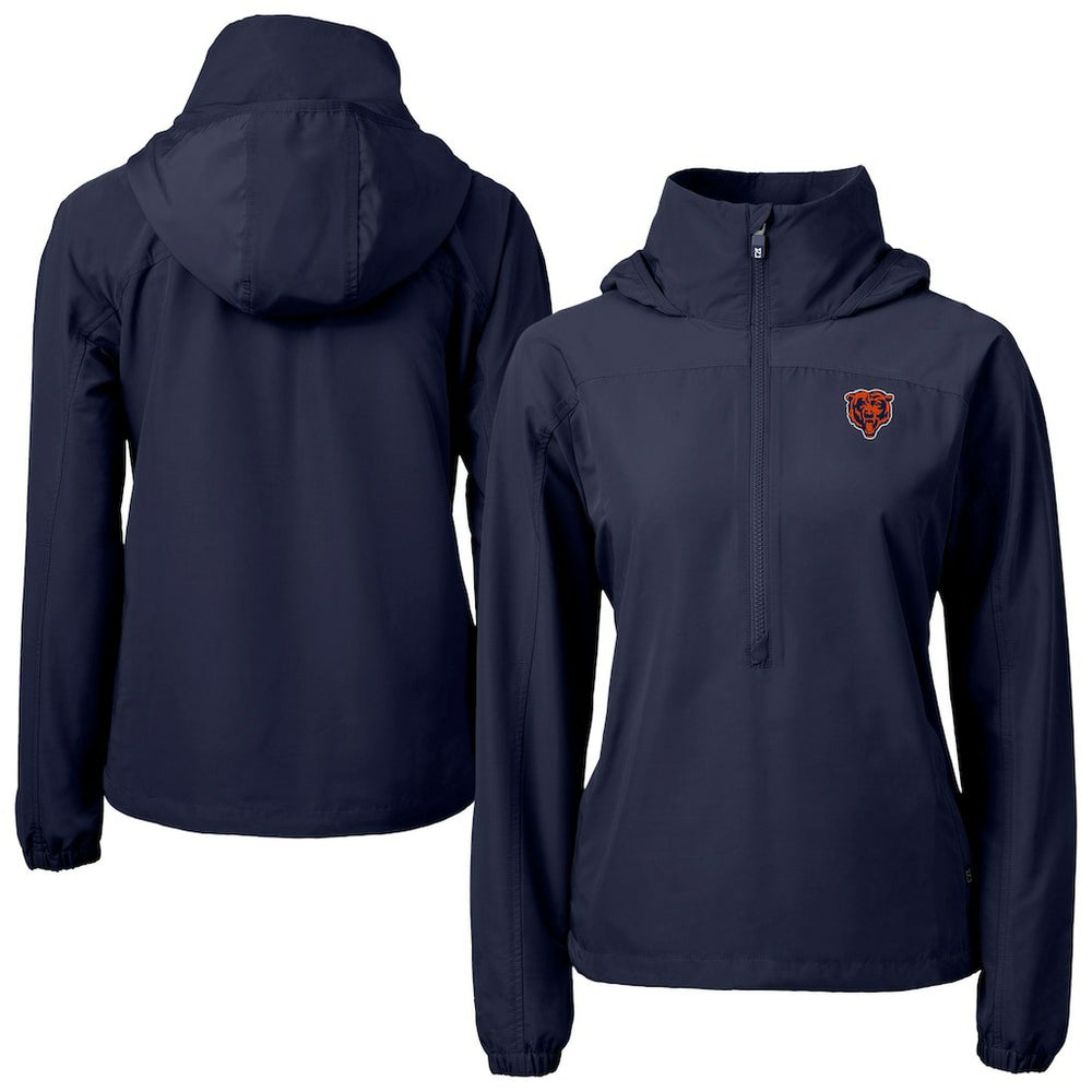 Chicago Bears Cutter & Buck Women's Charter Eco Recycled Half-Zip Hooded Anorak Jacket | NFL Sale