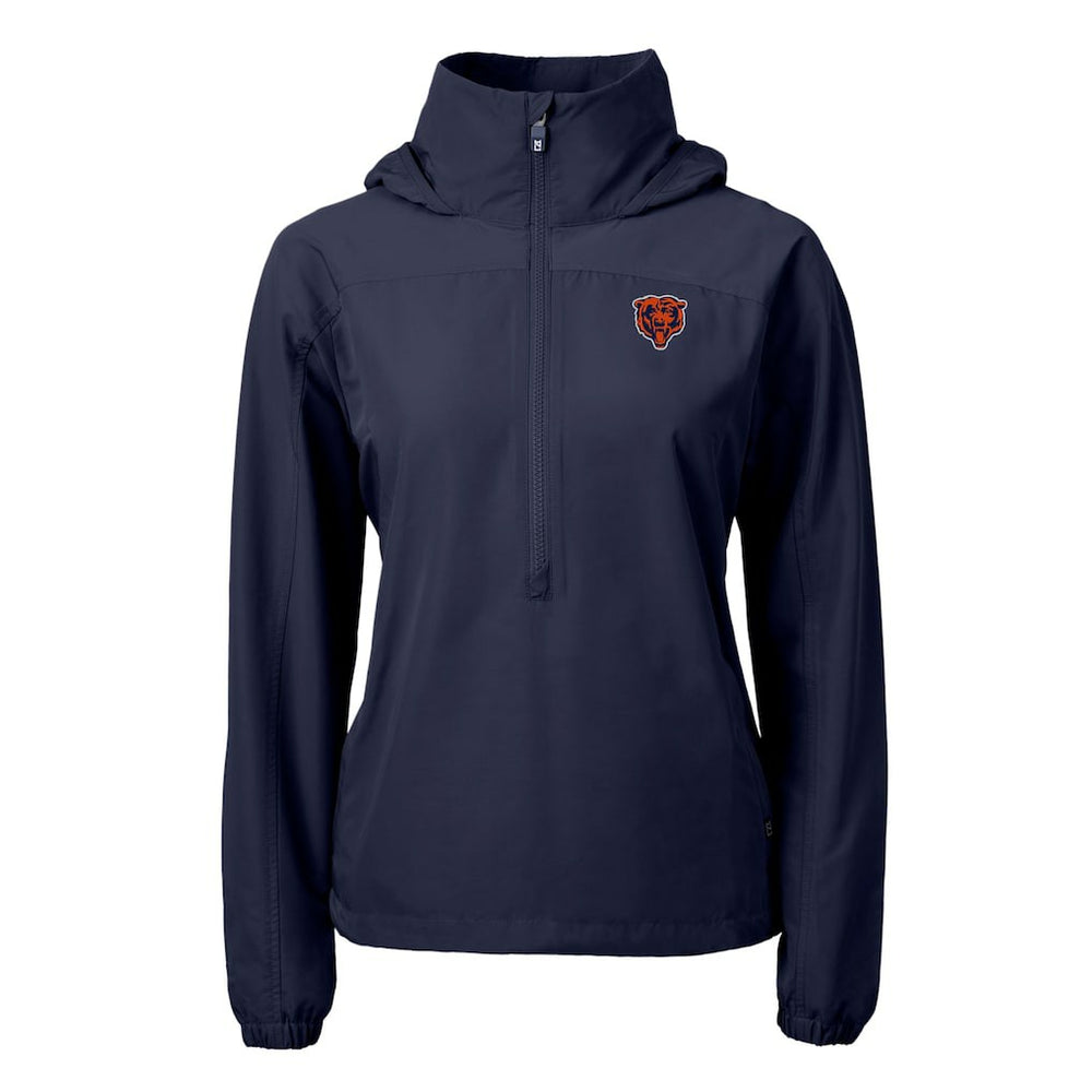 Chicago Bears Cutter & Buck Women's Charter Eco Recycled Half-Zip Hooded Anorak Jacket | NFL Sale