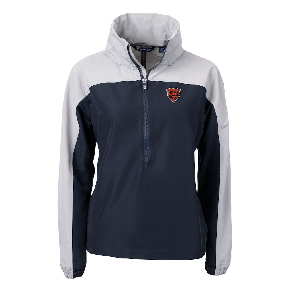 Chicago Bears Cutter & Buck Women's Charter Eco Recycled Half-Zip Hooded Anorak Jacket | NFL US