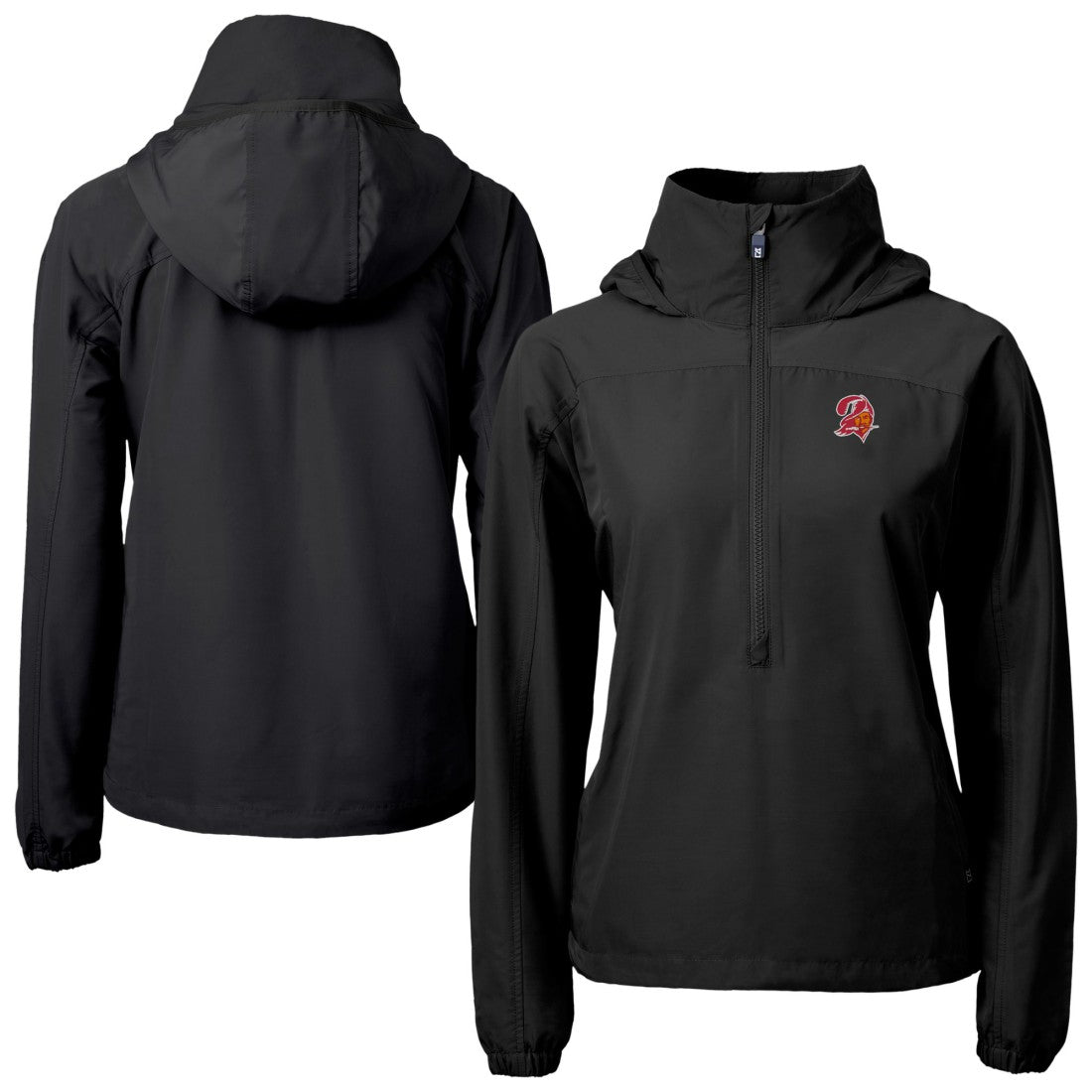 Tampa Bay Buccaneers Cutter & Buck Women's Charter Eco Recycled Half-Zip Hooded Anorak Jacket | NFL Sale
