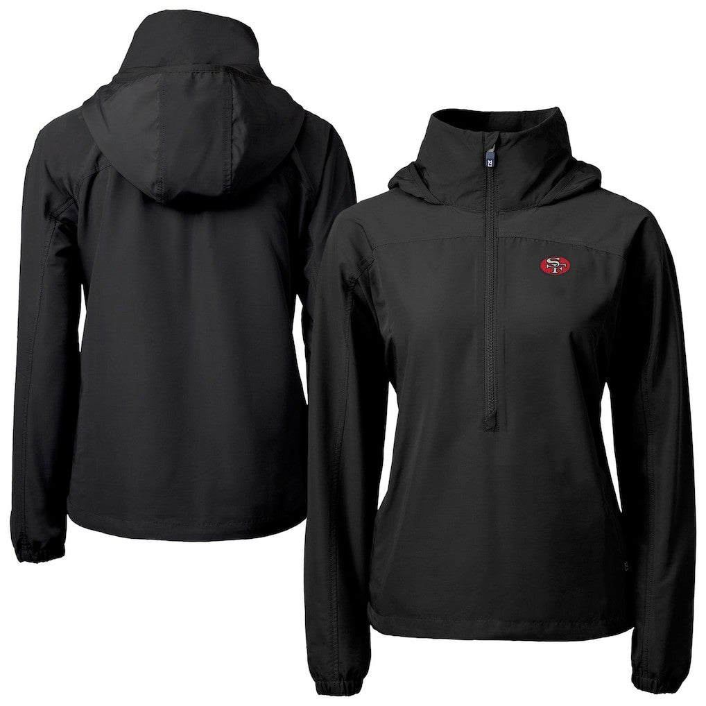 San Francisco 49ers Cutter & Buck Women's Charter Eco Recycled Half-Zip Hooded Anorak Jacket | NFL New