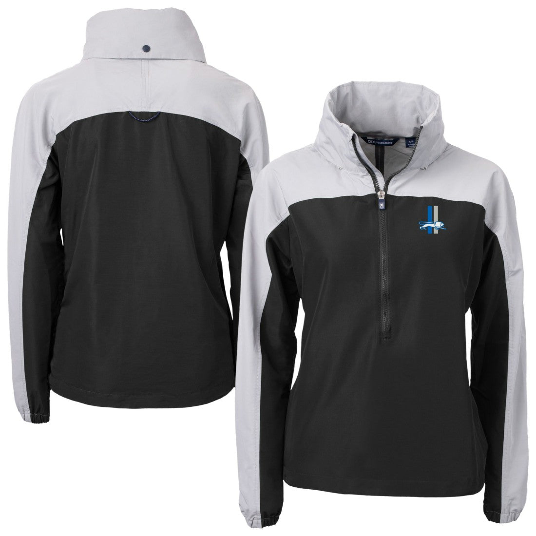 Detroit Lions Cutter & Buck Women's Charter Eco Recycled Half-Zip Hooded Anorak Jacket | NFL Hot