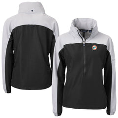 Miami Dolphins Cutter & Buck Women's Charter Eco Recycled Half-Zip Hooded Anorak Jacket | NFL Discount