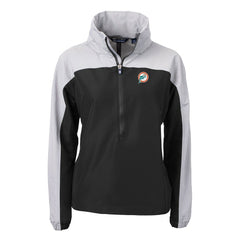Miami Dolphins Cutter & Buck Women's Charter Eco Recycled Half-Zip Hooded Anorak Jacket | NFL Discount