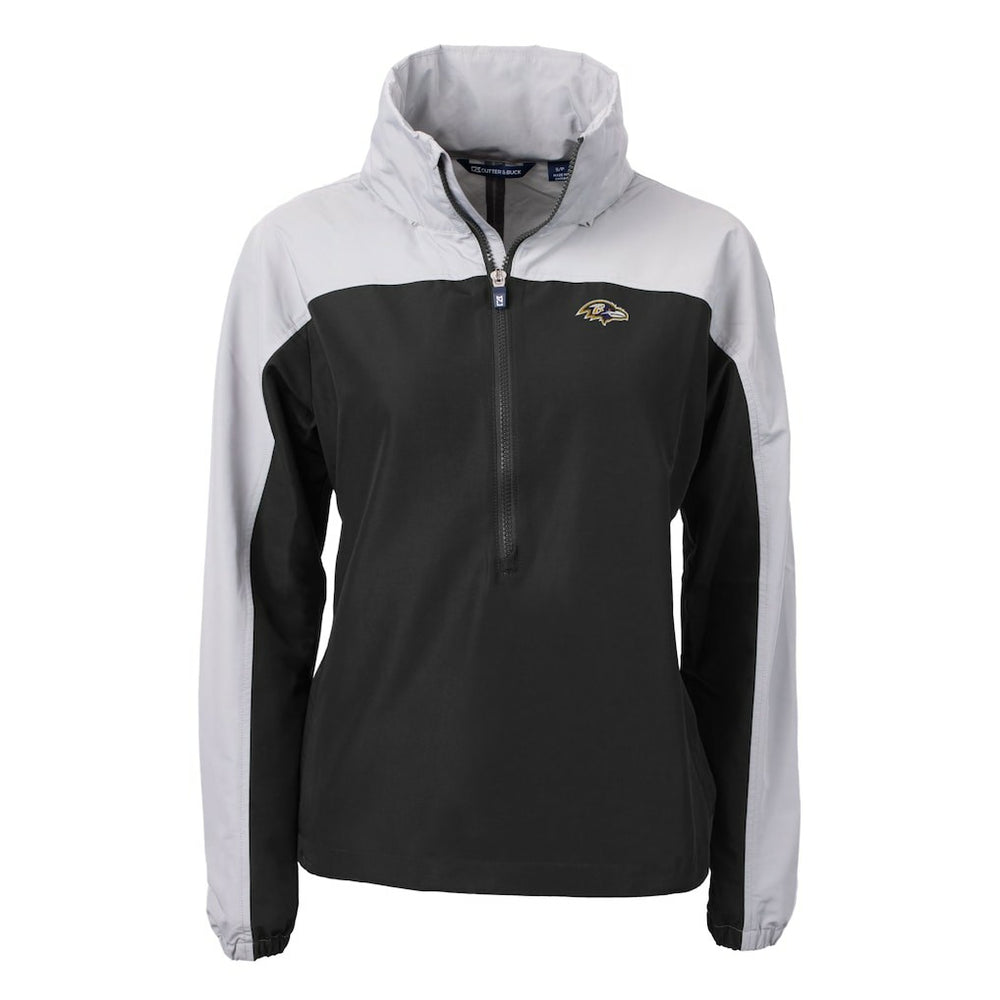 Baltimore Ravens Cutter & Buck Women's Charter Eco Recycled Half-Zip Hooded Anorak Jacket | NFL New