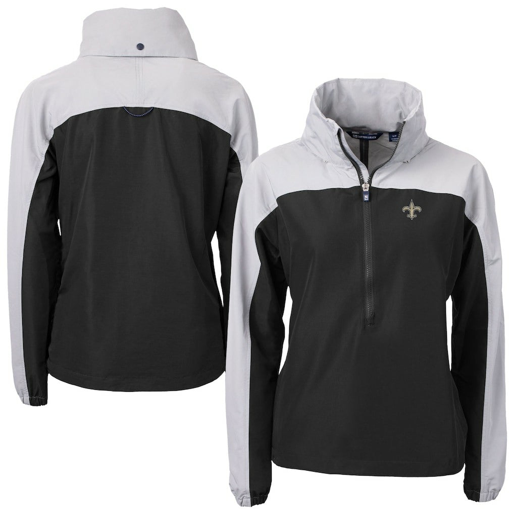 New Orleans Saints Cutter & Buck Women's Charter Eco Recycled Half-Zip Hooded Anorak Jacket | NFL Hot