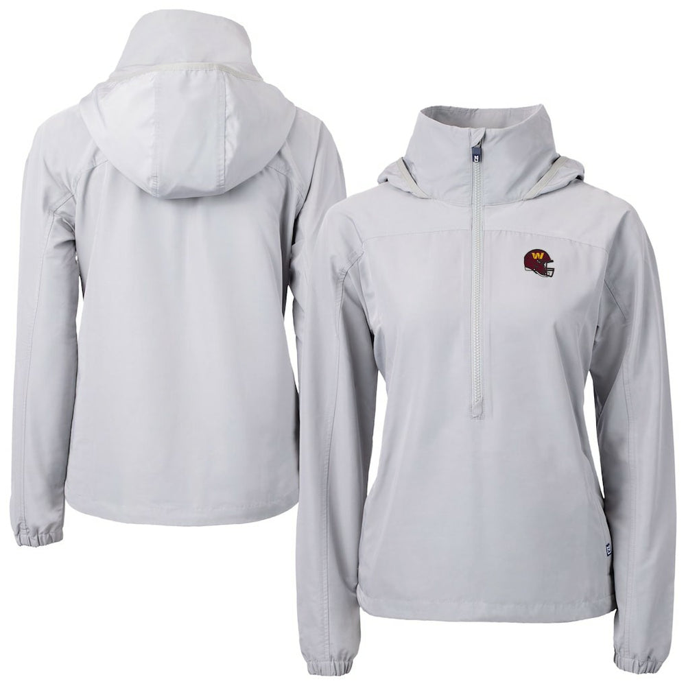 Washington Commanders Cutter & Buck Women's Charter Eco Recycled Half-Zip Hooded Anorak Jacket | NFL Outlet