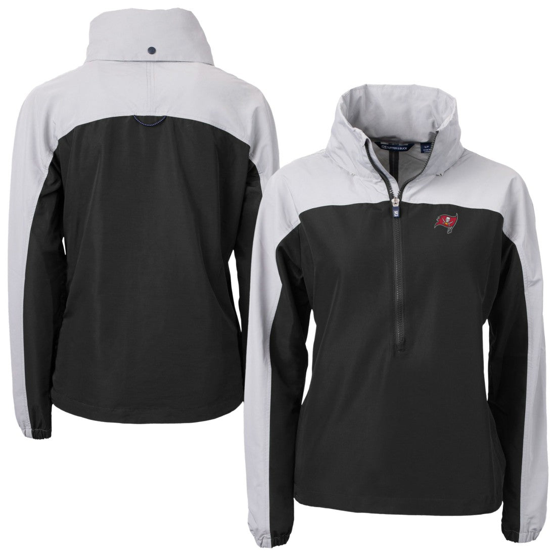 Tampa Bay Buccaneers Cutter & Buck Women's Charter Eco Recycled Half-Zip Hooded Anorak Jacket | NFL Hot
